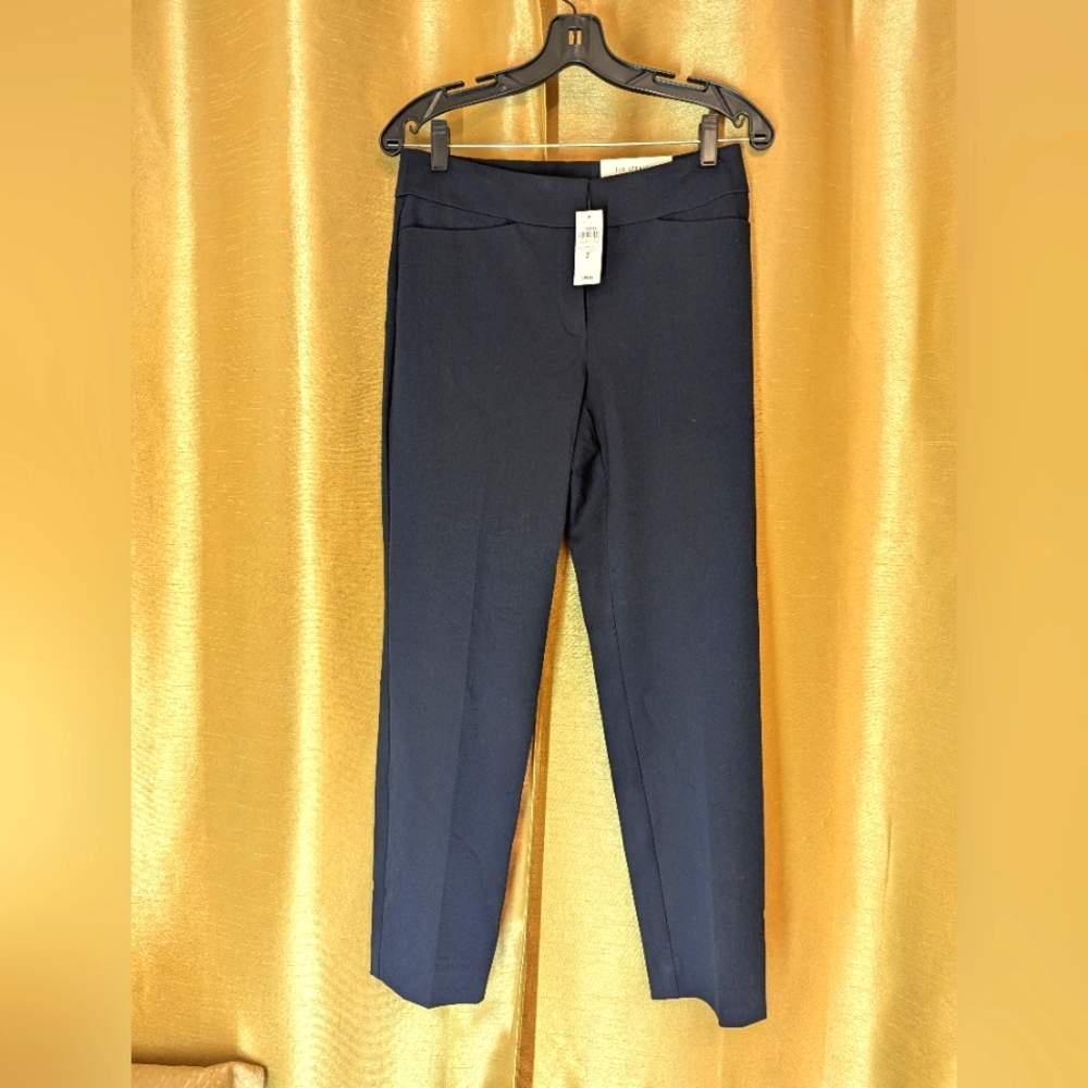NWT Women's Navy Pants Ann Taylor, 4 Pockets Stitched, Stretch Material Size 2